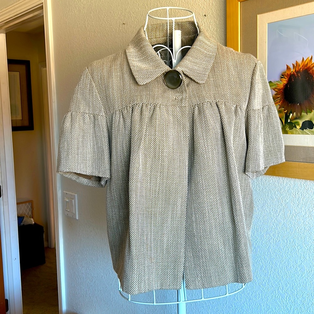 Mac & Jac tan tweed short jacket. Fully lined. Size 12 (large)